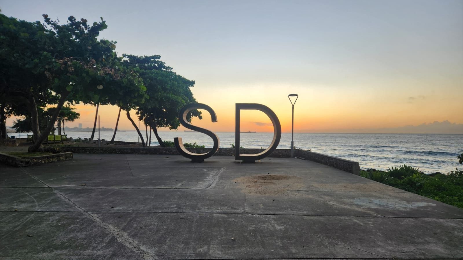 Sunset at Malecon of Santo Domingo, in the Dominican Republic